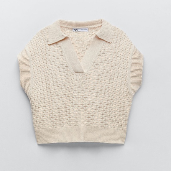ZARA knit polo collar vest - Picture 2 of 4
